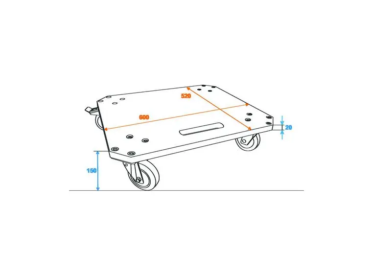 Wheel board MDF. 4x castors (2x brake) 